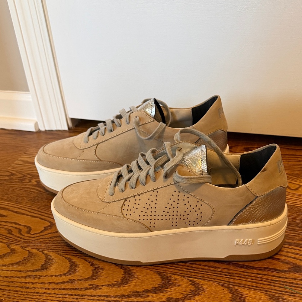 P448 Beige and Silver Sneakers